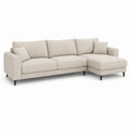 Divano angolare 3 posti in tessuto beige con penisola destra, 280 x 160 x 88 cm