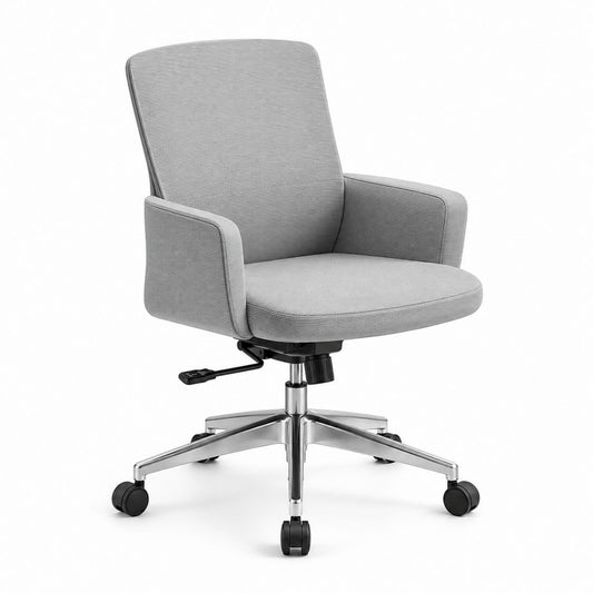 Sedia da ufficio girevole regolabile in poliestere grigio con braccioli, 67 x 68 x 90-100 cm